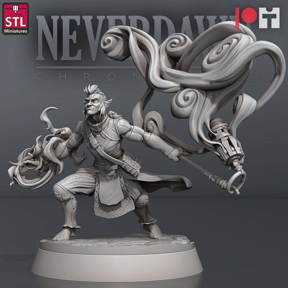 3D Printed STL Miniatures Neverdawn Pyromancers Set 28 - 32mm War Gaming D&D - Charming Terrain