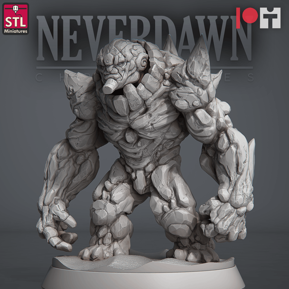 3D Printed STL Miniatures NeverDawn Red Sand Sand Golem 28 - 32mm War Gaming D&D - Charming Terrain