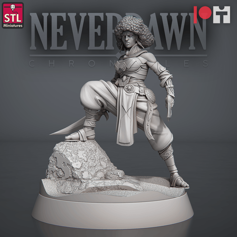 3D Printed STL Miniatures NeverDawn Red Sand Sand Maidens Set 28 - 32mm War Gaming D&D - Charming Terrain