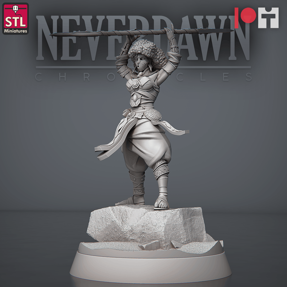 3D Printed STL Miniatures NeverDawn Red Sand Sand Maidens Set 28 - 32mm War Gaming D&D - Charming Terrain