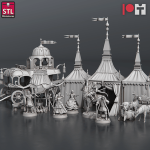 3D Printed STL Miniatures Nobles Set 28 - 32mm War Gaming D&D - Charming Terrain