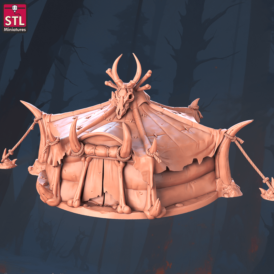 3D Printed STL Miniatures Orc Camp Set 28 - 32mm War Gaming D&D - Charming Terrain