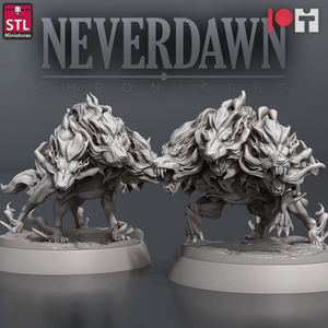 3D Printed STL Miniatures Pyromancers Cerberus 28 - 32mm War Gaming D&D - Charming Terrain