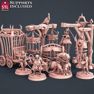 3D Printed STL Miniatures Slave Merchant Set 28 - 32mm War Gaming D&D - Charming Terrain