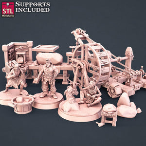 3D Printed STL Miniatures Stone Carver Set 28 - 32mm War Gaming D&D - Charming Terrain