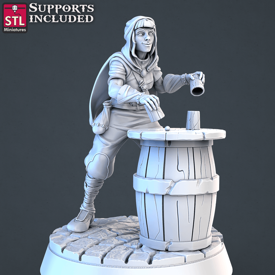 3D Printed STL Miniatures Street Gambler Set | 28 - 32mm War Gaming D&D - Charming Terrain