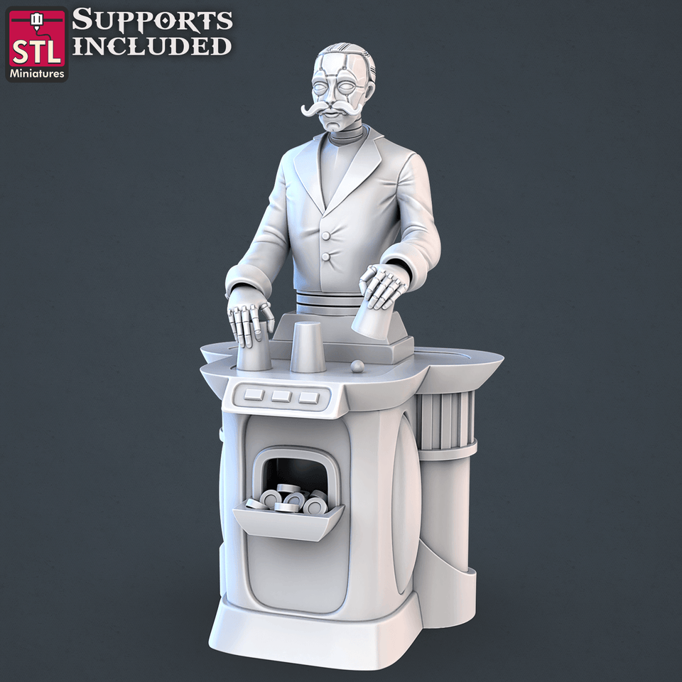3D Printed STL Miniatures Street Gambler Set | 28 - 32mm War Gaming D&D - Charming Terrain