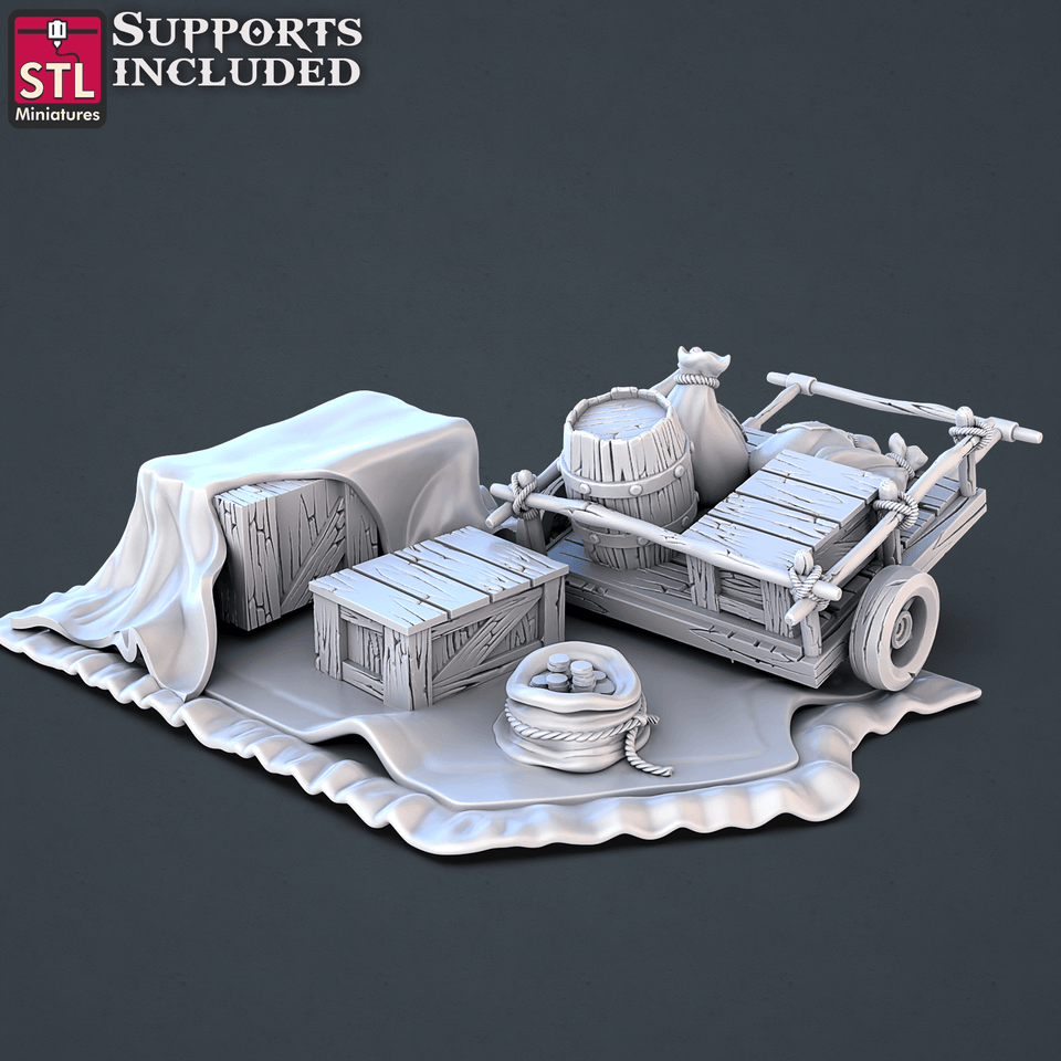 3D Printed STL Miniatures Street Gambler Set | 28 - 32mm War Gaming D&D - Charming Terrain