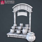 3D Printed STL Miniatures Street Gambler Set | 28 - 32mm War Gaming D&D - Charming Terrain
