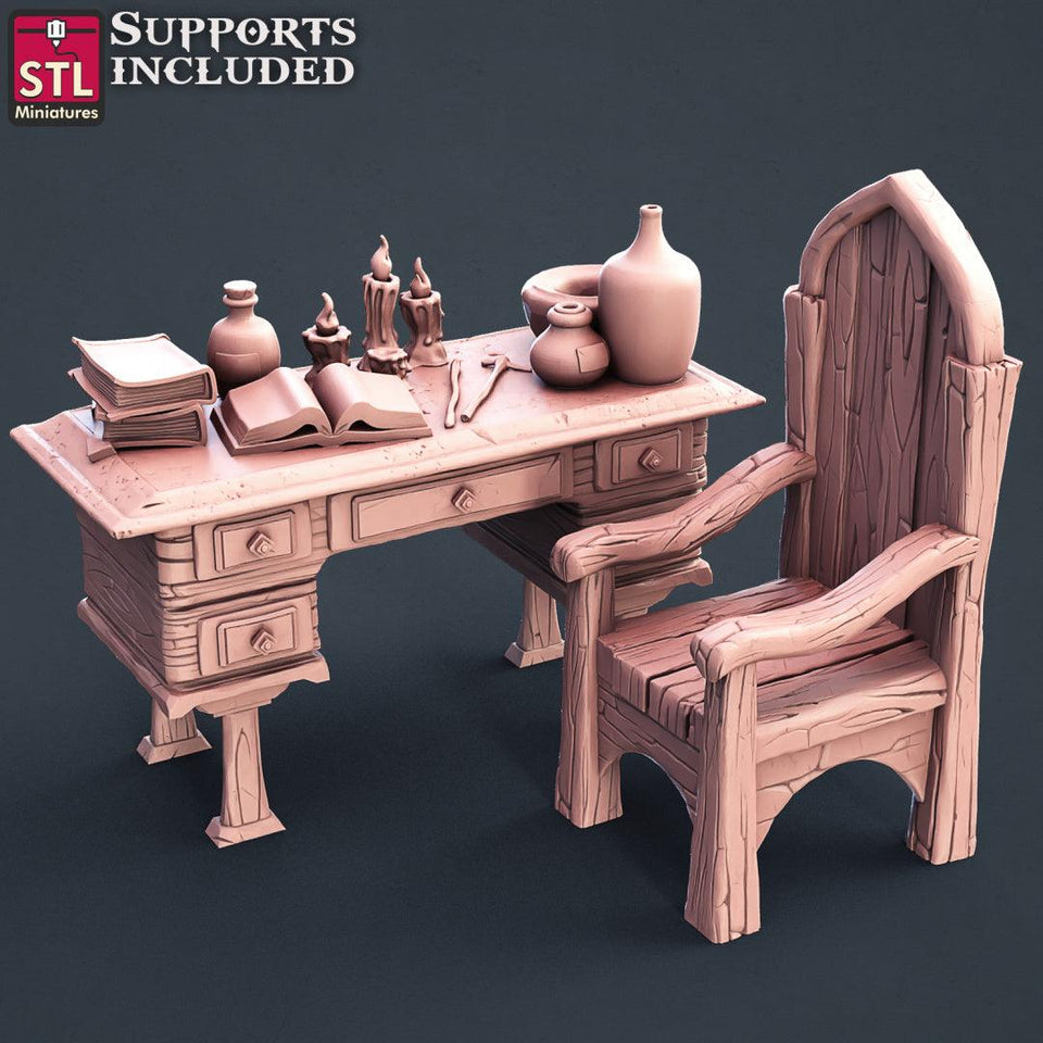 3D Printed STL Miniatures Tattoo Artist Set 28 - 32mm War Gaming D&D - Charming Terrain