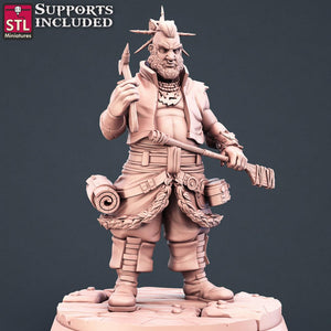 3D Printed STL Miniatures Tattoo Artist Set 28 - 32mm War Gaming D&D - Charming Terrain