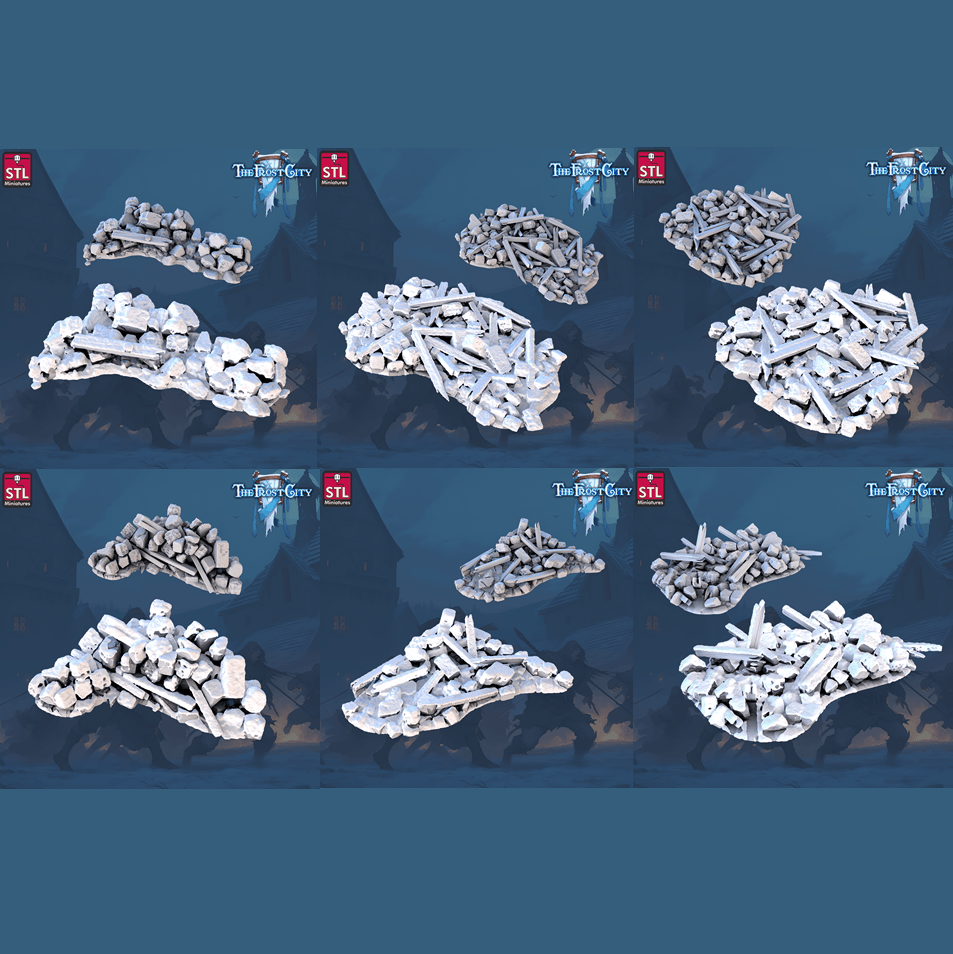 3D Printed STL Miniatures The Frost City Debris 28 - 32mm War Gaming D&D - Charming Terrain