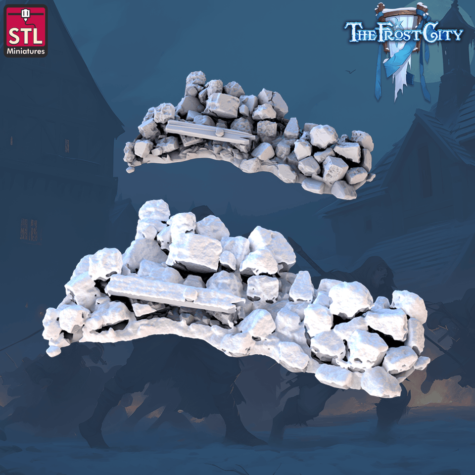 3D Printed STL Miniatures The Frost City Debris 28 - 32mm War Gaming D&D - Charming Terrain