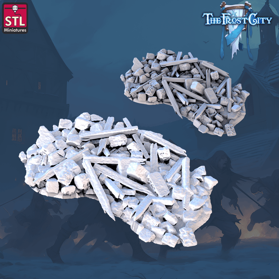 3D Printed STL Miniatures The Frost City Debris 28 - 32mm War Gaming D&D - Charming Terrain