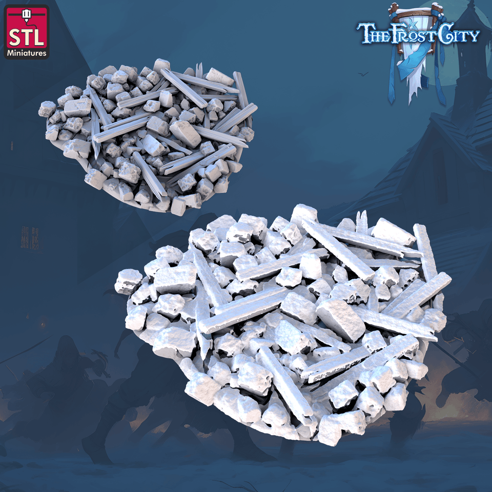 3D Printed STL Miniatures The Frost City Debris 28 - 32mm War Gaming D&D - Charming Terrain