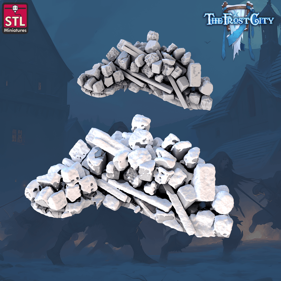 3D Printed STL Miniatures The Frost City Debris 28 - 32mm War Gaming D&D - Charming Terrain