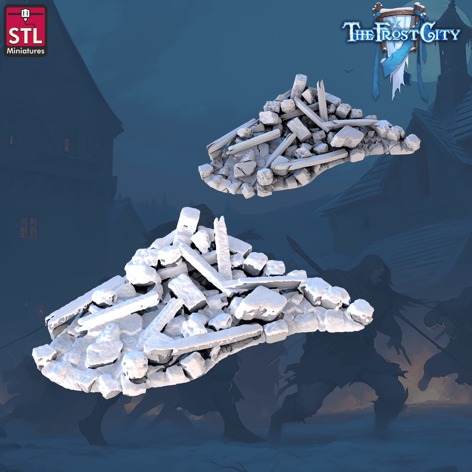3D Printed STL Miniatures The Frost City Debris 28 - 32mm War Gaming D&D - Charming Terrain