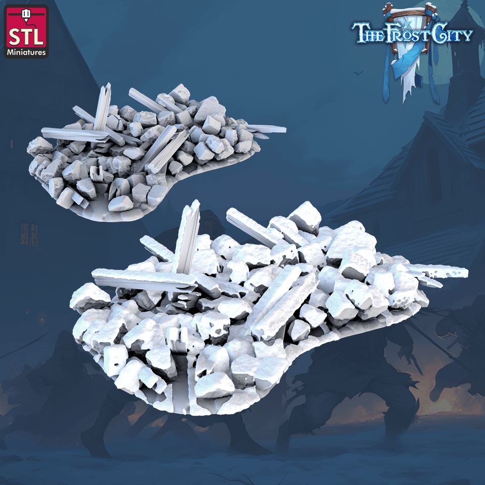3D Printed STL Miniatures The Frost City Debris 28 - 32mm War Gaming D&D - Charming Terrain