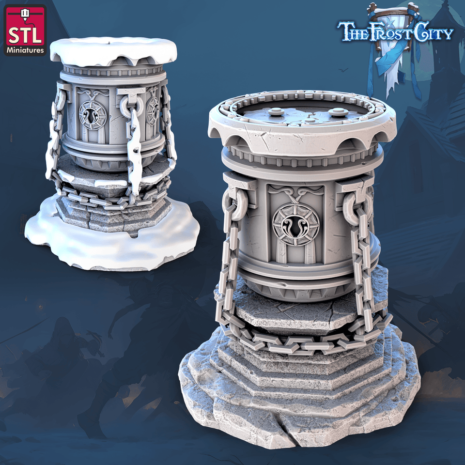 3D Printed STL Miniatures The Frost City Treasure Tokens 28 - 32mm War Gaming D&D - Charming Terrain