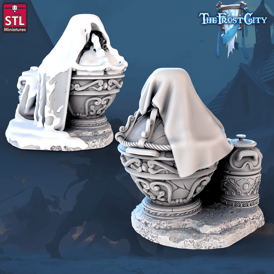 3D Printed STL Miniatures The Frost City Treasure Tokens 28 - 32mm War Gaming D&D - Charming Terrain