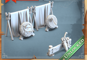3D Printed STL Miniatures Training Camp Props 28 - 32mm War Gaming D&D - Charming Terrain