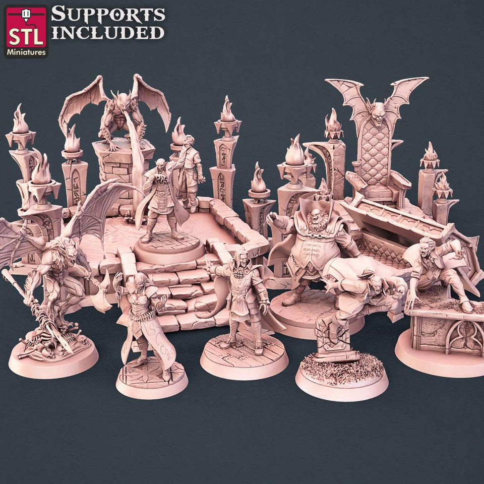 3D Printed STL Miniatures Vampire Set 28 - 32mm War Gaming D&D - Charming Terrain