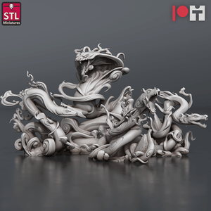 3D Printed STL Miniatures Vapour Snakes 28 - 32mm War Gaming D&D - Charming Terrain