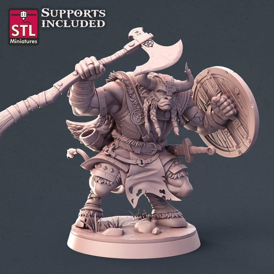 3D Printed STL Miniatures Viking Minotaurs Set 28 - 32mm War Gaming D&D - Charming Terrain