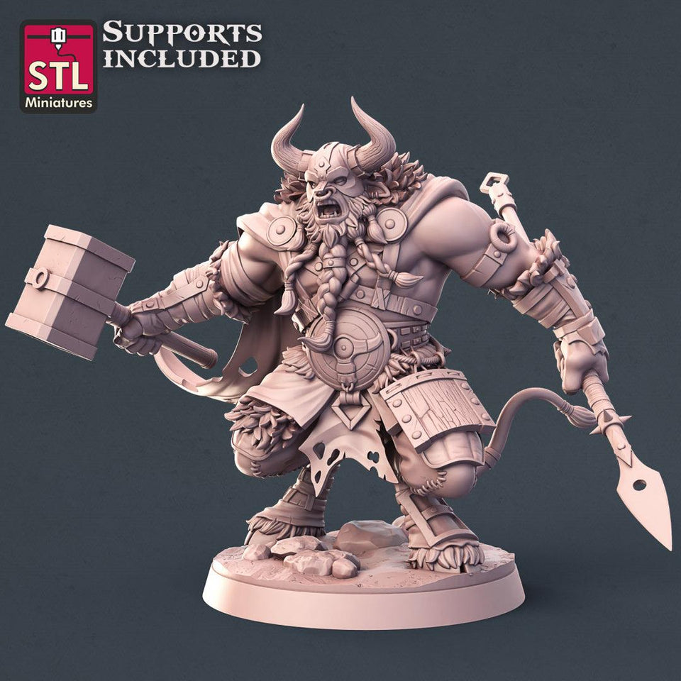 3D Printed STL Miniatures Viking Minotaurs Set 28 - 32mm War Gaming D&D - Charming Terrain