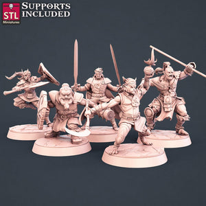 3D Printed STL Miniatures Warriors Set 28 - 32mm War Gaming D&D - Charming Terrain