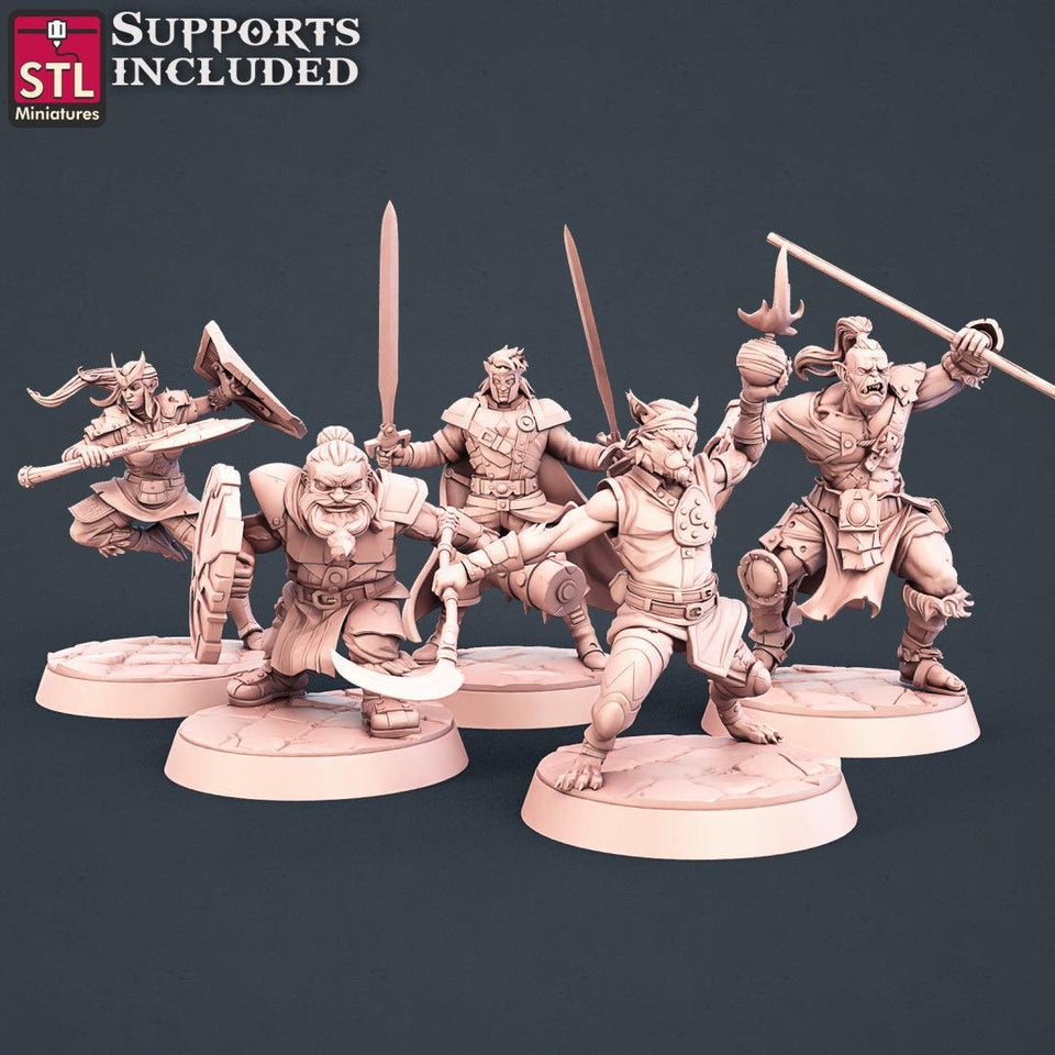 3D Printed STL Miniatures Warriors Set 28 - 32mm War Gaming D&D - Charming Terrain