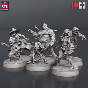 3D Printed STL Miniatures Zombie Set 28 - 32mm War Gaming D&D - Charming Terrain