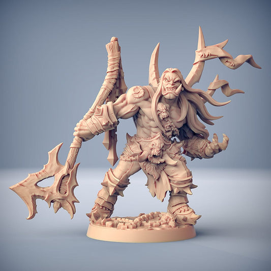 3D Printed Artisan Guild Throgar the Chainbreaker Orc Barbarians Set  28mm 32mm - 3D Printing Boss 