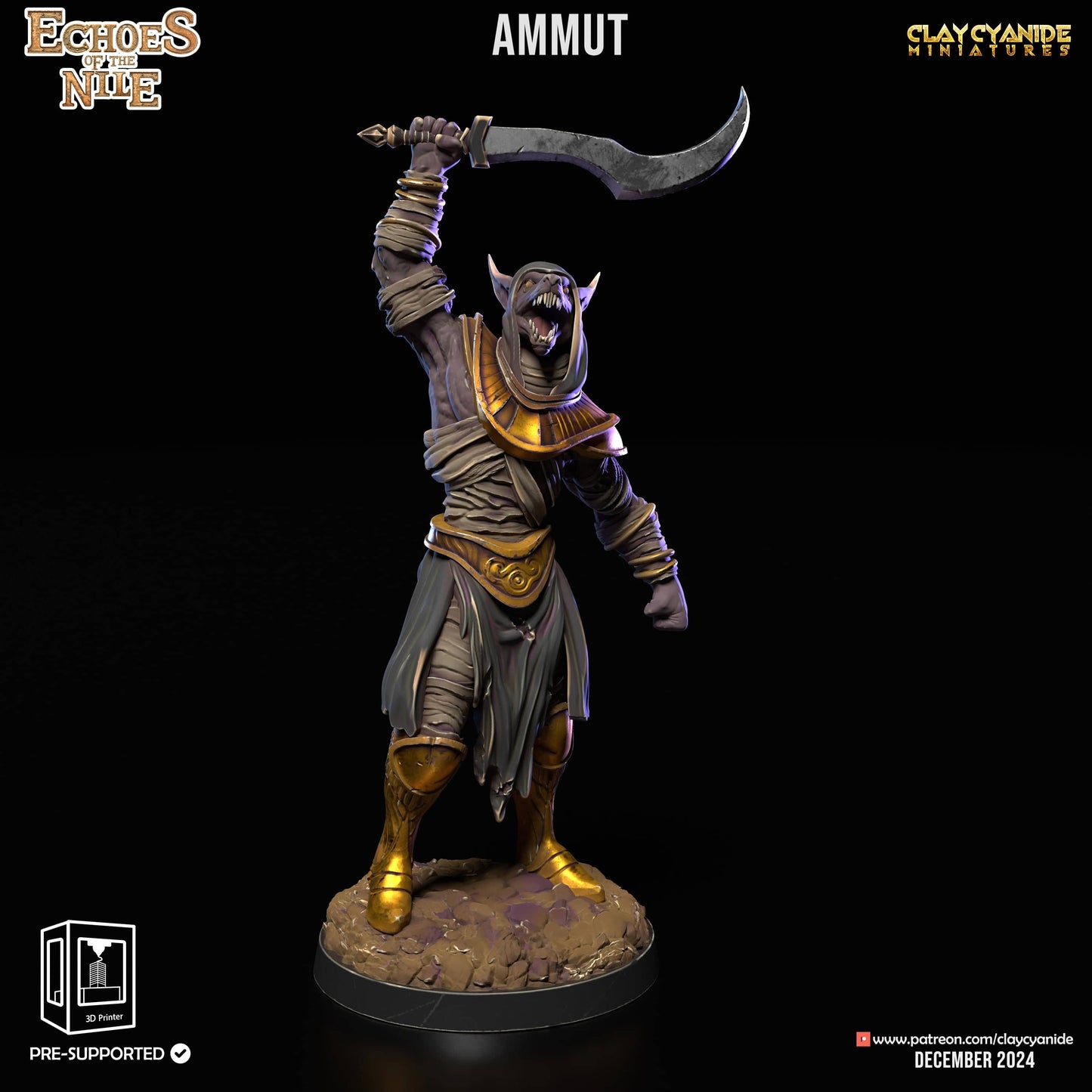 3D Printed Clay Cyanide Echoes of the Nile 28 32 mm D&D - 3D Printing Boss 