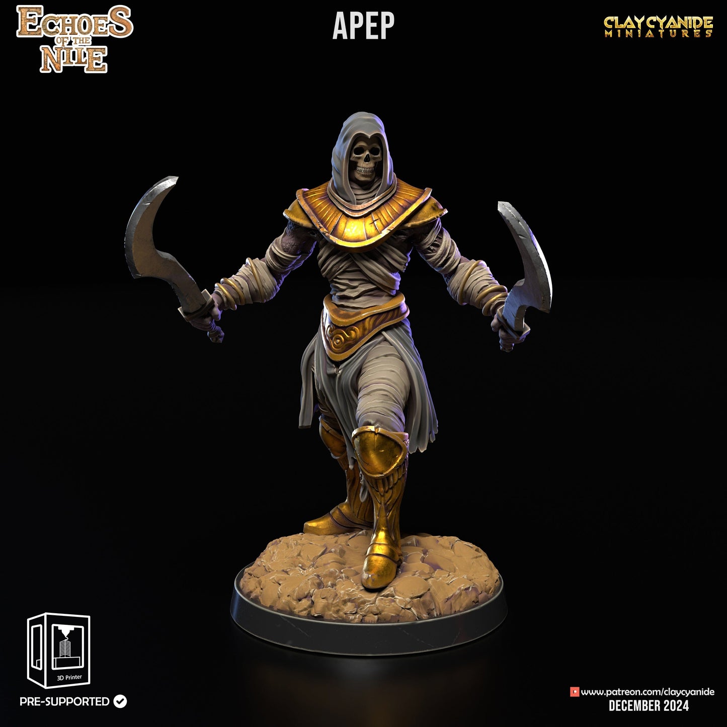 3D Printed Clay Cyanide Echoes of the Nile 28 32 mm D&D - 3D Printing Boss 