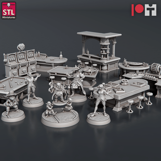 Charming Terrain 3D printed terrain (28mm) Casino Set 3D Printed STL Miniatures Casino 28 - 32mm War Gaming D&D