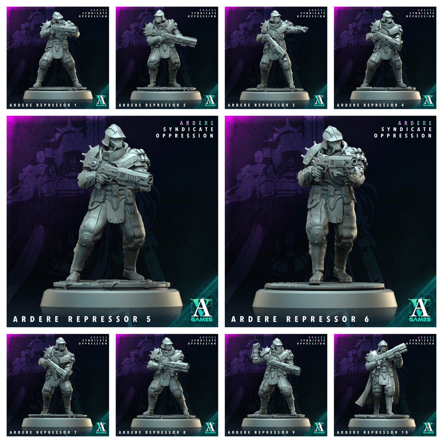 3D Printed Archvillain Games Ardere Repressor Ardere - Syndicate Oppression 28 32mm D&D - 3D Printing Boss 