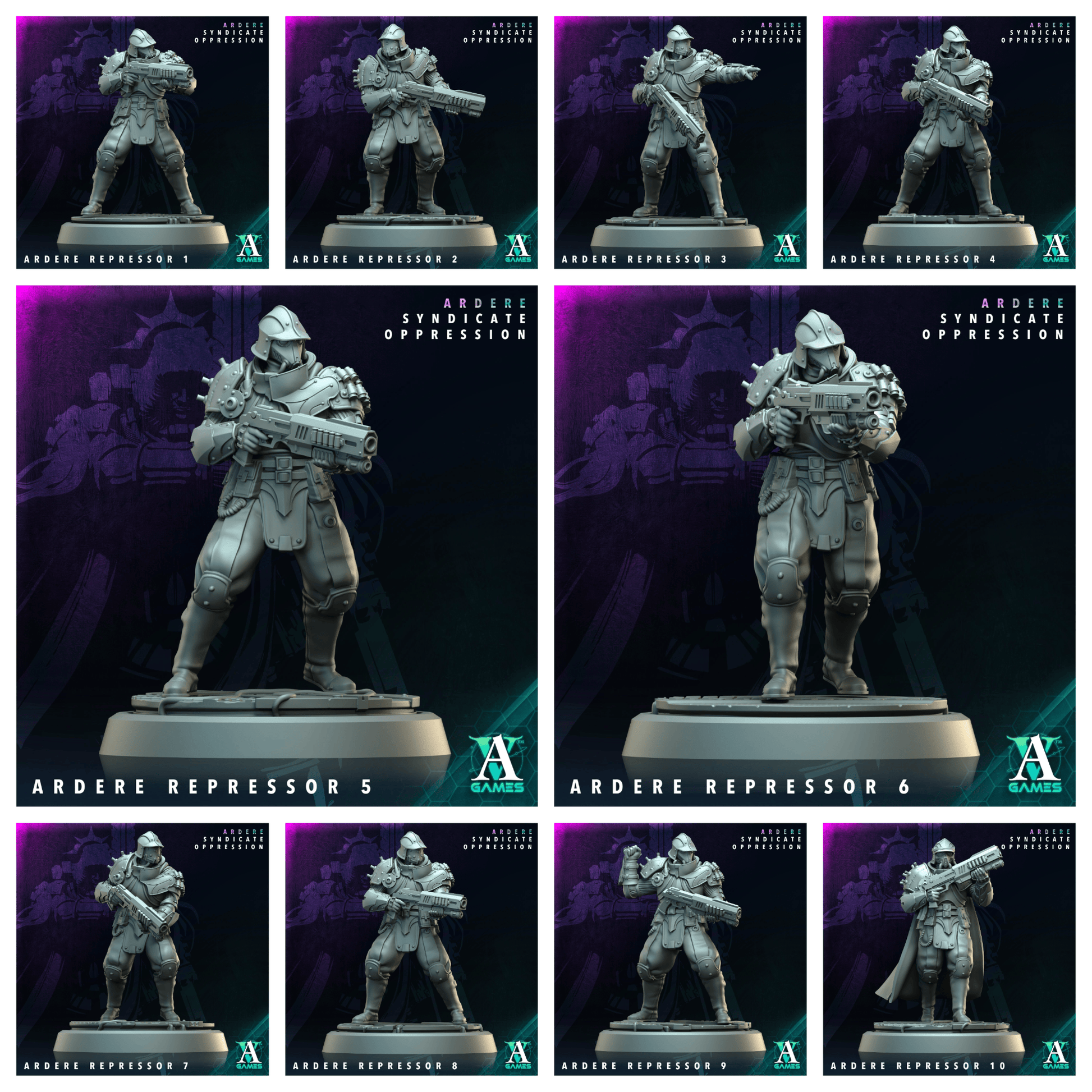 3D Printed Archvillain Games Ardere Repressor Ardere - Syndicate Oppression 28 32mm D&D - 3D Printing Boss 
