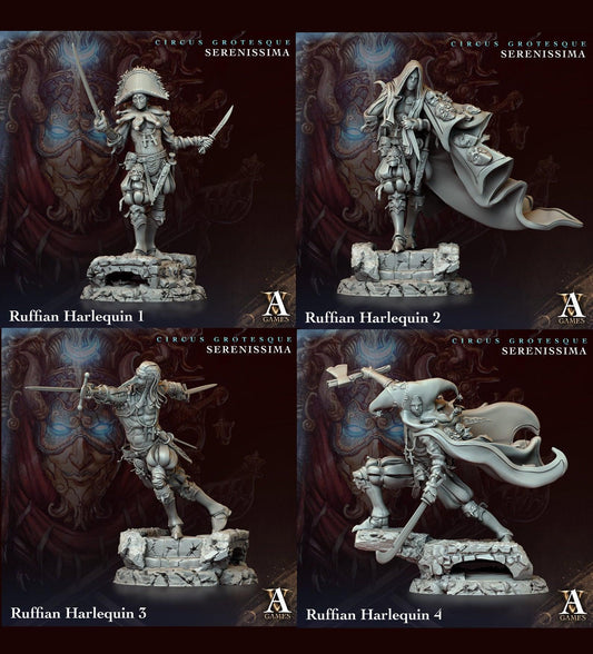 Charming Terrain 3D printed terrain (28mm) Full Set 3D Printed Archvillain Games Circus Grotesque - Serenissima Ruffian Harlequin 28 32mm D&D