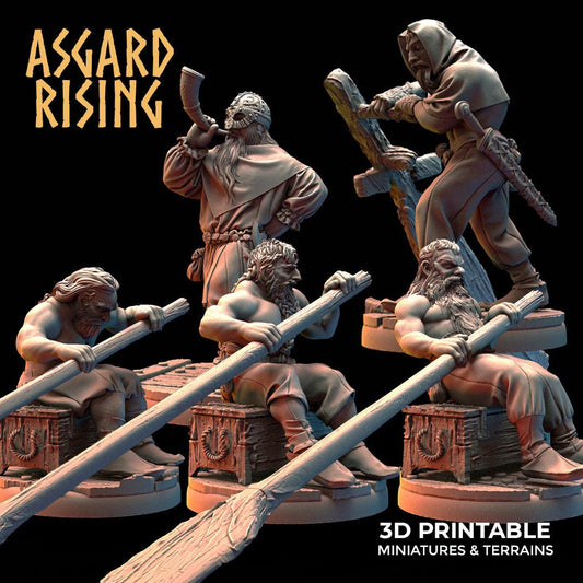Charming Terrain 3D printed terrain (28mm) Full Set 3D Printed Asgard Rising Viking Sailors Rowers 28 32 mm Wargaming DnD