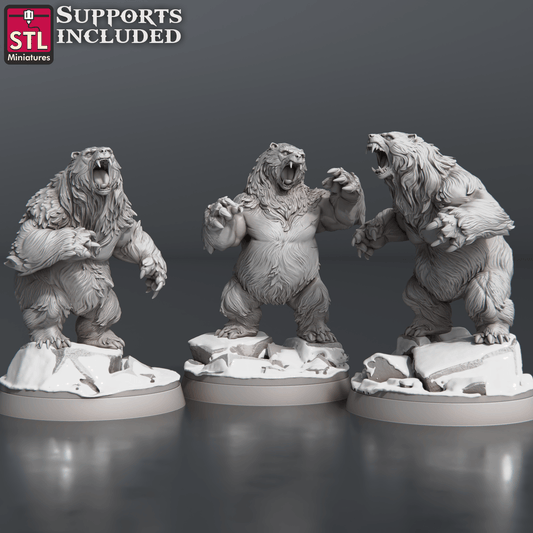 Charming Terrain 3D printed terrain (28mm) Full Set 3D Printed STL Miniatures Bears Set 28 - 32mm War Gaming D&D