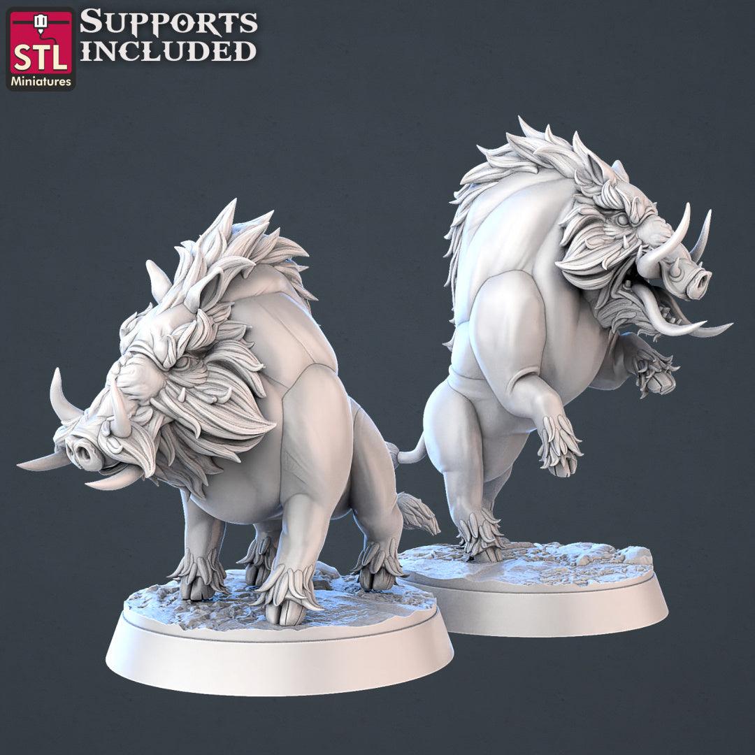 Charming Terrain 3D printed terrain (28mm) Full Set 3D Printed STL Miniatures Wild Boars | 28 - 32mm War Gaming D&D