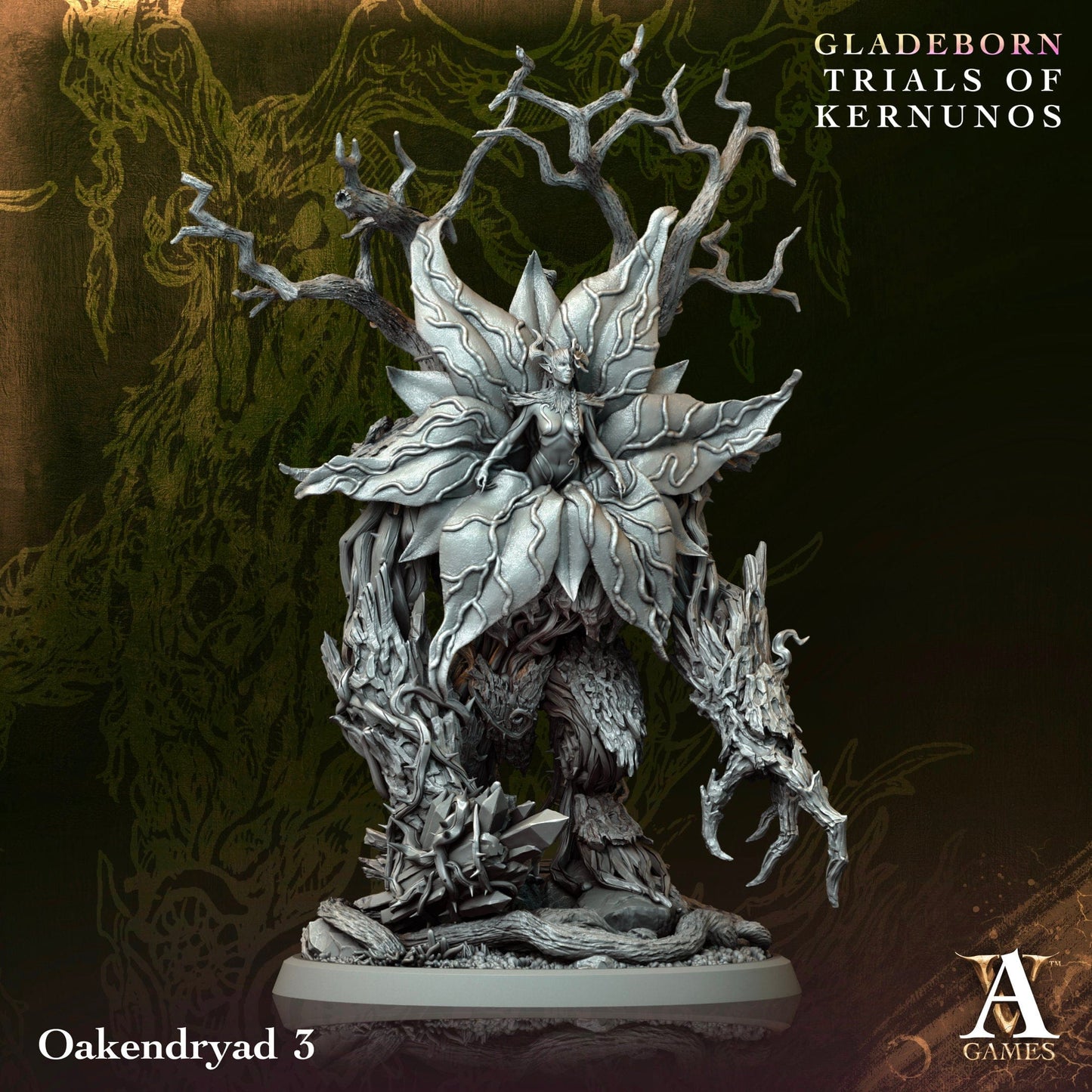 3D Printed Archvillain Games Oakendryad Gladeborn - Trials of Kernunos 28 32mm D&D - 3D Printing Boss 