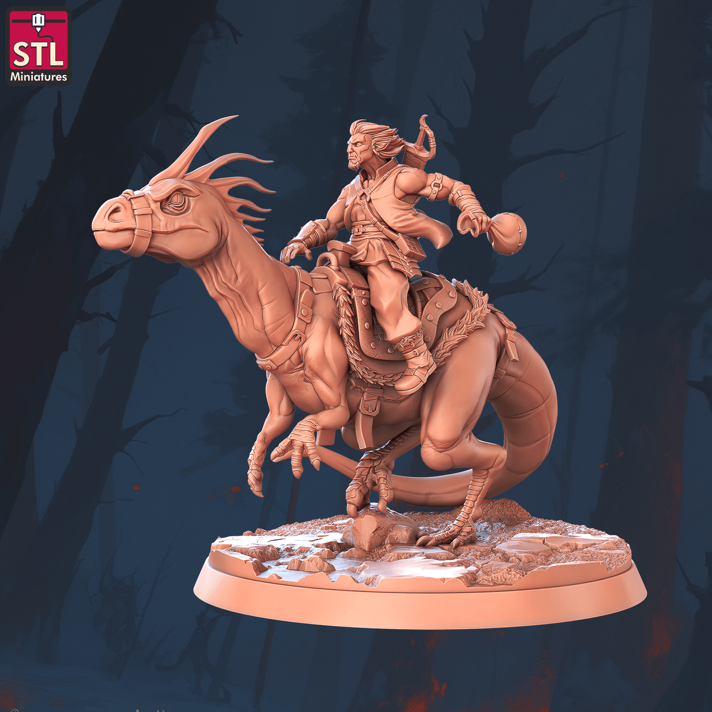 3D Printed STL Miniatures Mounted Raider Set 28 - 32mm War Gaming D&D - 3D Printing Boss 