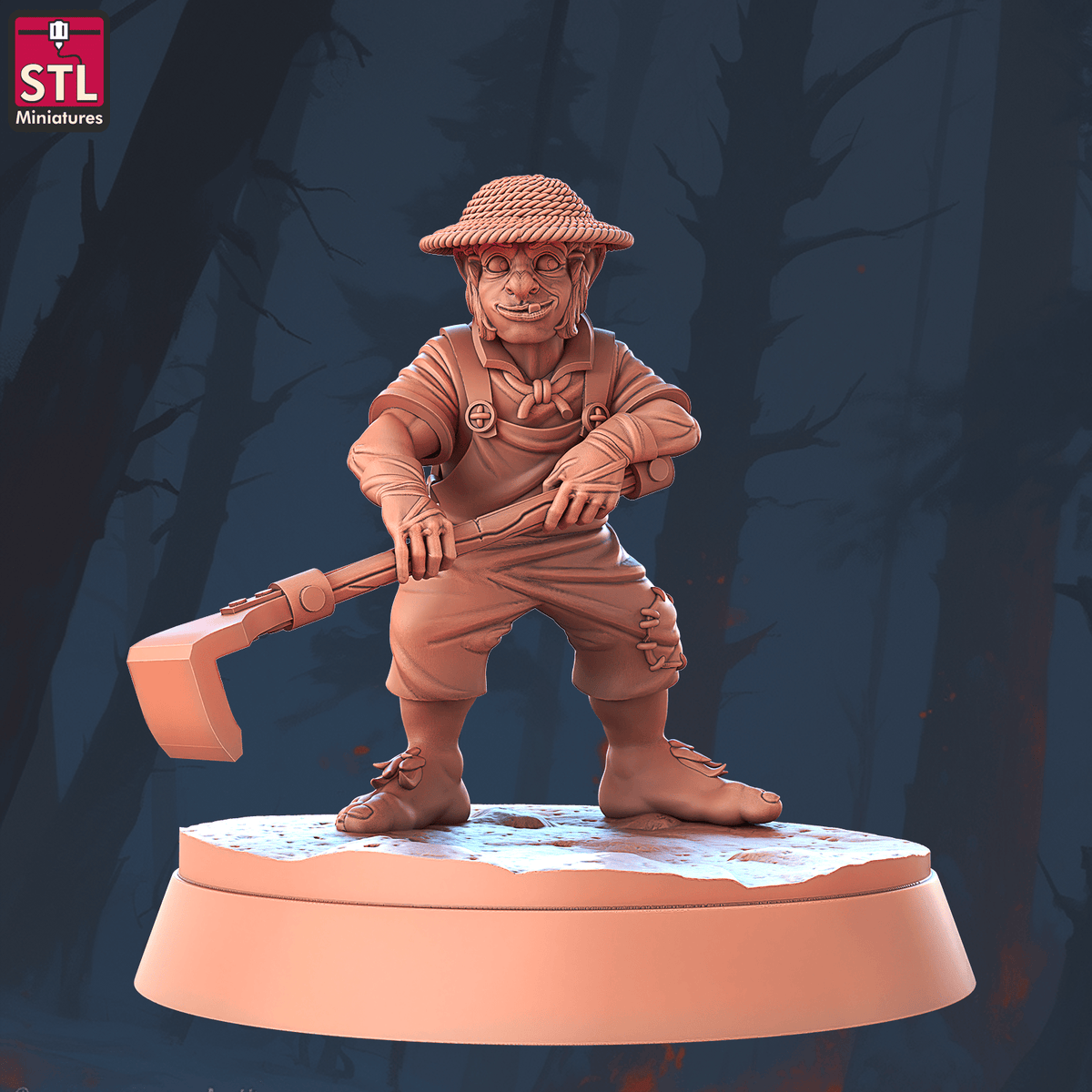 Charming Terrain 3D printed terrain (28mm) R56 Halfling Farm Farmer B # 1 3D Printed STL Miniatures Halfling Farm Set 28 - 32mm War Gaming D&D