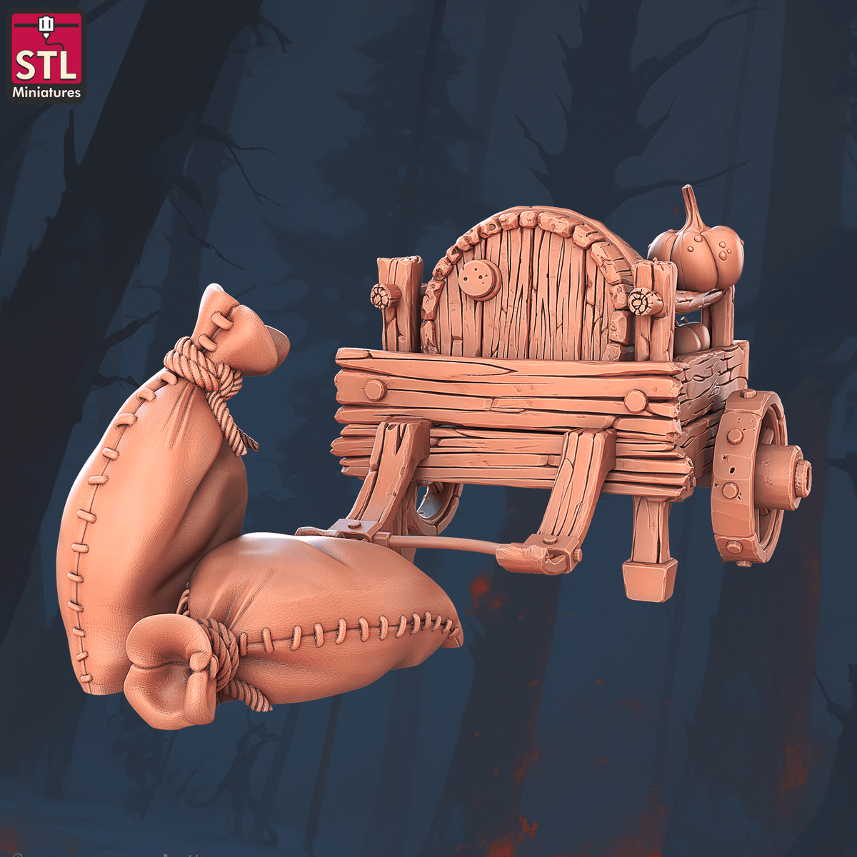 Charming Terrain 3D printed terrain (28mm) R56 Halfling Farm Supply Cart 3D Printed STL Miniatures Halfling Farm Set 28 - 32mm War Gaming D&D