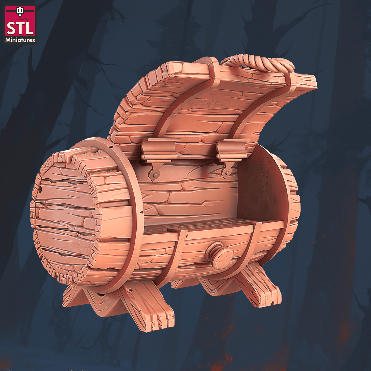 Charming Terrain 3D printed terrain (28mm) R56 Halfling Hostel Barrel Cabinet 3D Printed STL Miniatures Halfling Hostel Set 28 - 32mm War Gaming D&D