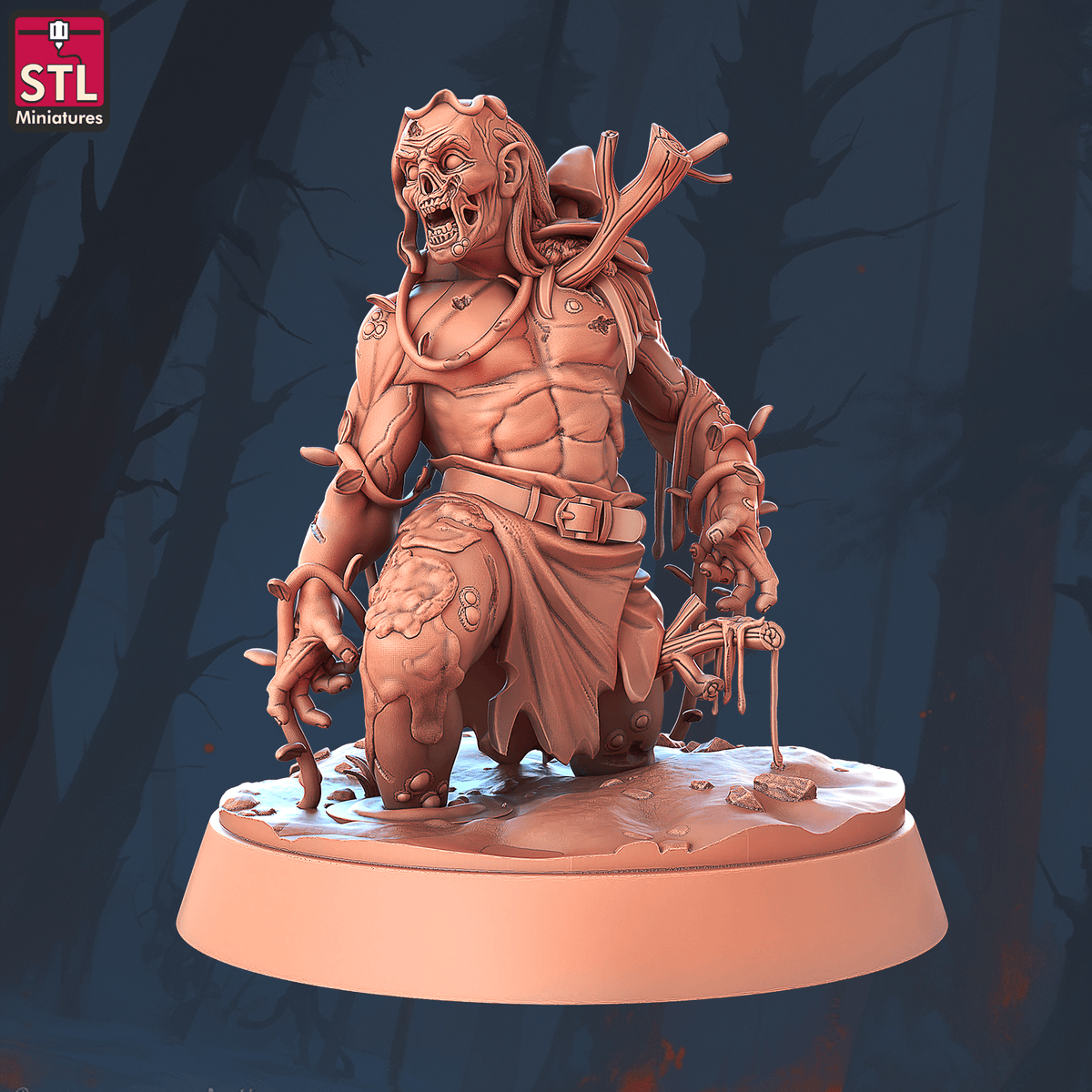 Charming Terrain 3D printed terrain (28mm) r57 swamp zombie c#1 3D Printed STL Miniatures Swamp Zombies Set 28 - 32mm War Gaming D&D