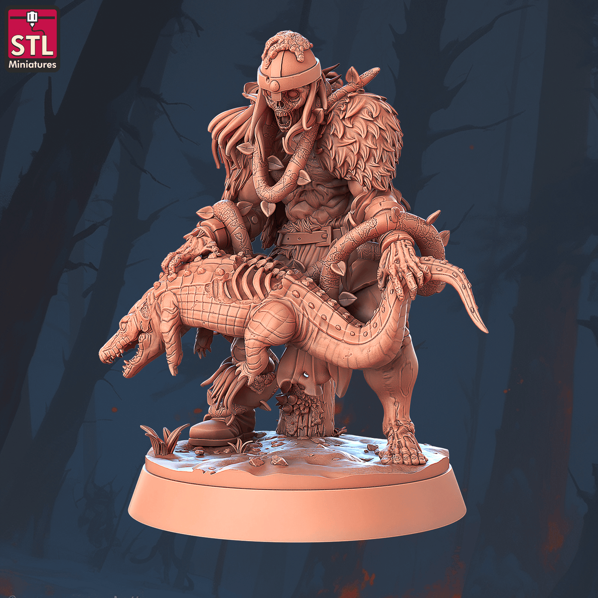 Charming Terrain 3D printed terrain (28mm) r57 swamp zombie d#1 3D Printed STL Miniatures Swamp Zombies Set 28 - 32mm War Gaming D&D