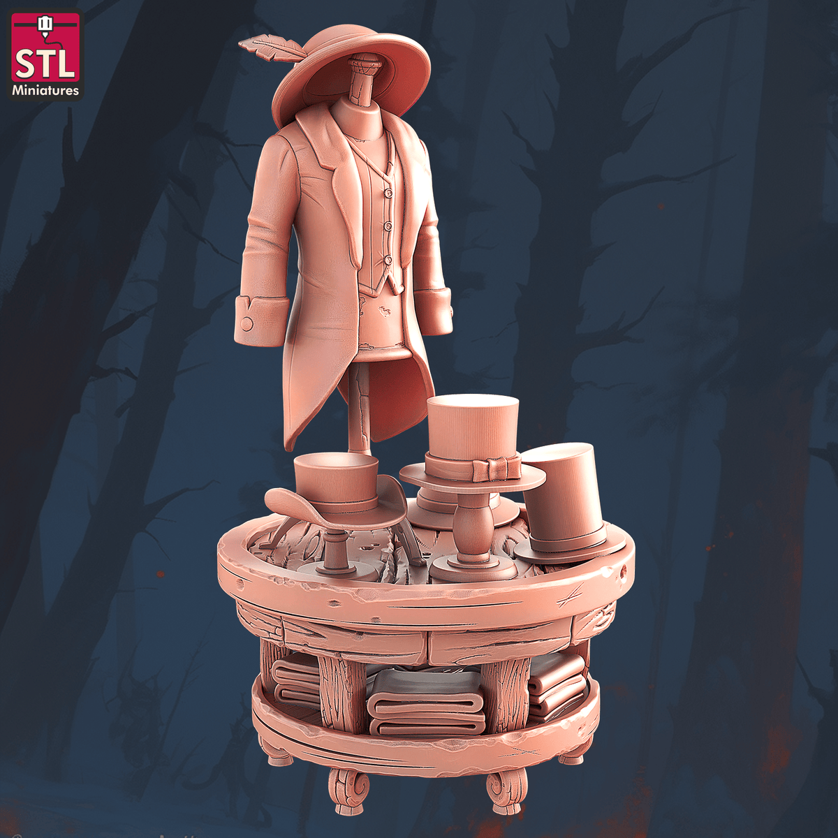 Charming Terrain 3D printed terrain (28mm) r57 textil stall clothing display 3D Printed STL Miniatures Textil Stall Set 28 - 32mm War Gaming D&D